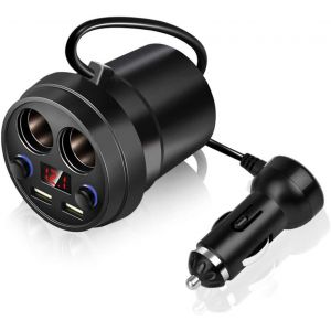 Qinoc Cup Chargeur De Voiture Mod&egrave;le Mp 3U2S Porte-Gobelet Chargeur Usb Abs + Pc Cup Chargeur De Voiture Double Usb Avec Fil Allume-Cigare Multifonction Pour T&eacute;l&eacute;phone Tablet Pc - Neuf