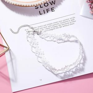 Ruban Fait &Agrave; La Main Dentelle Collier Claviculaire Cha&icirc;ne Femme Collier Bijoux (D&eacute;duction De Homard Blanc) - Neuf