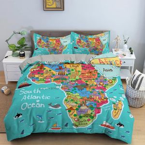 Housse De Couette X Cm Enfant Carte Bleue De L'afrique Parure De Lit Personnes Avec Fermeture &iquest;&iquest;Clair Doux Respirant Confortable Microfibre Housse De Couette Et Taie D'oreiller X - Neuf