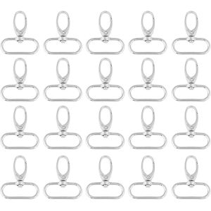 MEVRONISSHOP-20Pcs Mousqueton Sac a Main, Porte Clef Macrame, Attache Sac Cl&eacute; de Crochets Anneaux de Zinc Pivotant Trigger Clips Porte-cl&eacute;s(32mm) - Neuf