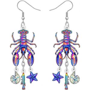 Kal-Boucles D'oreilles Pendantes En Acrylique Avec Motif De Homard Tropical, Animaux Marins, Écrevisses Avec Étoile De Mer, Bijoux D'été Pour Femme, Accessoires De Vacances À La Plage, Cadeaux - Neuf
