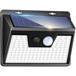 SANSH-Lampe solaire exterieur avec détecteur de mouvement 140 LED, Lumiere solaire sxterieur étanche 3 Modes éclairage extérieur solaire, Lampe solaire sans fil pour jardin terrasse - Neuf