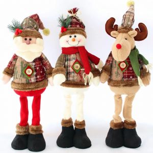 Lot de 3 Poup&eacute;e R&eacute;tractable No&euml;l &ndash; P&egrave;re No&euml;l, &Eacute;lan & Bonhomme de Neige &agrave; Jambes Longues - Neuf