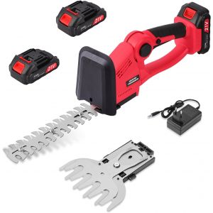 MEVRONISSHOP-Taille-haie sans Fil Cisaille Electrique: Cisaille &agrave; Gazon sur Batterie Rechargeable, 2 * 2000mAh, 2 Lames, Taille Haie Batterie pour Jardin, pelouse - Neuf