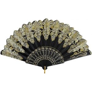 Kalanka-Fans Eventail Mariage Eventail Japonais Eventail Pliant Ventilateur Bois Tissus Poche Pliante Demoiselles Cadeaux Mariage Fête Decorer Danse Fête(Black) - Neuf
