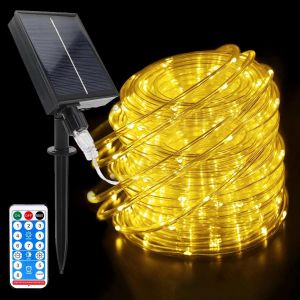Kal-Led Tube Lumineux Solaire, 22m 200 Led Étanche Guirlande Lumineuse Tube, Avec 8 Modes D'éclairage, Solaire Ruban Lumineux Pour Jardin Noël Mariage Fête Extérieur Intérieure Décoration - Neuf