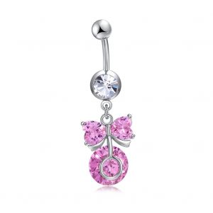 Piercing De Nombril En Forme De Noud Papillon En Acier Inoxydable Et Zircon, Bijou A Offrir - Neuf