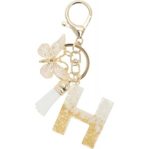 Kal-Porte-Clés, Porte-Clés Filles, Pendentif Lettre H, Porte-Clés Papillon Avec Lettres Initiales, Cadeau Porte-Clés Femme, Ton Blanc Or - Neuf