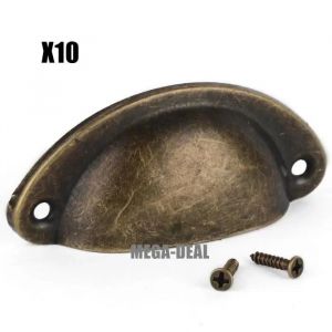 Mega-Deal 10pcs Coquille Fer Poign&eacute;e Porte Cabinet Bouton Tiroir Placard Int&eacute;rieure Meuble Tirer Avec Vis (couleur bronze) - Neuf