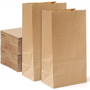 MEVRONISSHOP-Sacs en Papier Kraft 100 Pi&egrave;ces Sacs en Papier Moyen Bonbon &iquest;Pochette Papier Sac Cadeau Sachet Alimentaire pour No&euml;l F&ecirc;te Anniversaire Mariage Hamburger Fruits Pain(15 * 9 * 27 cm) - Neuf