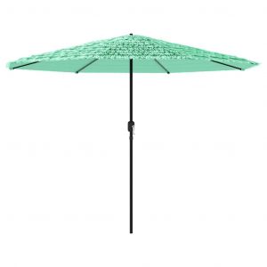 Parasol De Jardin En Acier 324 X 324 X 247 Cm Protection Contre Les Uv M&eacute;canisme &Agrave; Manivelle Style Contemporain En Polyester Vert Helloshop26 02_0056406 - Neuf