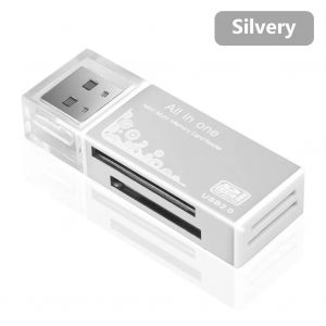 Lecteur de carte 4 en 1 USB 2.0,adaptateur de mémoire multi-cartes pour clé mémoire Pro Duo Micro SD/t-flash/M2/MS--silver - Neuf
