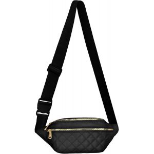 CAUC-Sac Banane Femme Fanny Pack Sac Bandouli&egrave;Re Tendance &eacute;L&eacute;Gant Petite Sacoche Femme La Mode En Nylon Avec 3 Poches &agrave; Fermeture &eacute;Claire Et Sangle R&eacute;Glable La Poitrine &agrave; La Hanche - Neuf