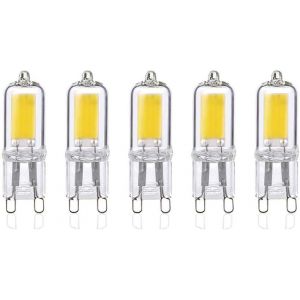 Kal-Lot De 5 Ampoules Led G9 2w, Équivalent À Halogènes 25w, Couvercle En Verre, 6000k Blanc Froid, 250 Lumens, Angle De Faisceau 360°, 80 Ra, Ac 220-240v, Non Dimmable - Neuf