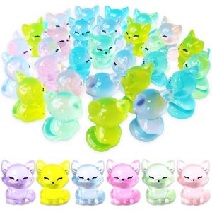 Sansh-Mini Figurine Résine Petit Renard, Lot De 30 Mini Figurines D'animaux Lumineuses, 6 Couleurs Animaux Miniature, Résine Petit Renard Pour Décoration De Jardin, Scènes De Micro Paysage - Neuf