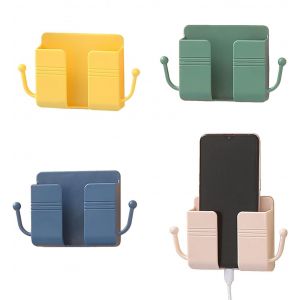 Support Mural Pour T&eacute;l&eacute;phone Portable,4 Pcs Supports Muraux Pour T&eacute;l&eacute;phone Portable Avec Crochet Support Telecommande Mural Pour Chambre &Agrave; Coucher, Cuisine,Salle De Bain,Bureau - Neuf