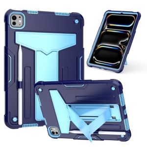 Housse Hybride En Silicone Et Pc Pour Ipad Pro 11 2024 Avec Support Robot - Bleu Marine Bleu - Neuf