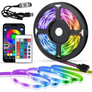 Ruban Led 5m, Rgb Bande Led Bluetooth Multicolore, Lumi&egrave;re Usb Pour Chambre, Salons, F&ecirc;tes, Festivals, T&eacute;l&eacute;viseurs Et Plus - Neuf