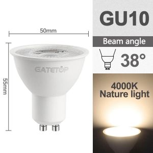 Lugh-38degree 4000k-Ac100-240v10 Pi&egrave;ces Haute Lumen Gu10 Led Spot No Fliker 8w 9w Led Ampoule Ac 220v 120v Remplacer 50w Lampe Halog&egrave;ne Pour L'&eacute;clairage Domestique - Neuf