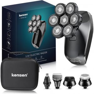 Kakyl-Rasoir Electriques Hommes,5 In 1 Rasoirs À Têtes Rotatives 7d Tondeuse À Barbe Ipx6 Étanche Rasoir À Tête Chauve Sec Et Humide Rasoir Nez Ave Écran Led Et Brosse Pour Le Visage - Neuf