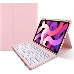 Étui Avec Clavier Pour Ipad A16 11{^>E<^} Génération 11"" 2025, Ipad 10{^>E<^} Génération 11"" 2022, Housse Magnétique Amovible Avec Clavier Coloré À Touches Rondes Bluetooth (Rose Clair)[Z2295] - Neuf