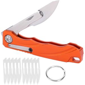 Couteau Pliant Mini Avec Lames,Couteau De Poche Portable De Remplacement Multifonctionnel Pour La Chasse Au Camping En Plein Air Couteau De Chasse Pour Randonnée Et Camping,Cadeau Pour Homme,Papa - Neuf
