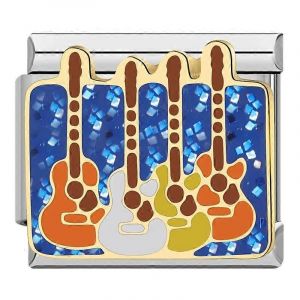 Hapiship Famille Femmes 2024 Mode Musique Guitare Poker Charm Liens Fit 9mm Bracelet En Acier Inoxydable Fabrication Bijoux Diy New114 - Neuf