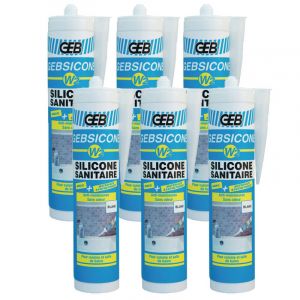 Lot De 6 Mastics Silicone D'&eacute;tanch&eacute;tit&eacute; Gebsicone W2 310ml Geb - Couleur: Translucide - Neuf