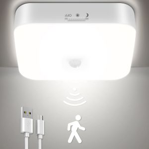 SUBZONAL-Plafonnier Sans Fil LED Detecteur de Mouvement, Rechargeable Lumi&egrave;re Garage sans &Eacute;lectricit&eacute;, &Eacute;clairage sans Fil USB Luminaire a Pile Pour Salle Cave Bain - Neuf