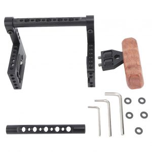 Kit de cage pour appareil photo, en alliage d'aluminium, stabilisateur video avec poignee en bois, trou filete de 1/4"" a 3/8"", pour Nikon D800 et D7000 - Neuf