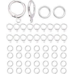 Kal-20pcs Français Dormeuses D'oreille Crochets Boucle D'oreilles En Argent Sterling 925 Hypoallergéniques 16 X 10 Mm Argent Avec 30 Anneau Ouvert Pour Fabrication De Bijoux Bricolage Accessoire - Neuf