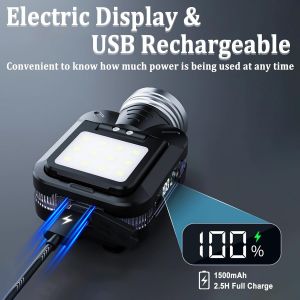 Lampe Frontale Rechargeable Led Ultra Puissante, 5 Mode Avec D&eacute;tecteur De Mouvement, Zoomable Angle R&eacute;glable De 180&deg; Lampe Frontale Pour Camping - Neuf