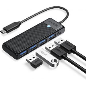 Adaptateur USB C, 4 Ports Hub USB 3.0 Hub USB C pour Laptop,Surface Pro, XPS, Cl&eacute;s USB, disques durs externes, 0.15m Noir - Neuf