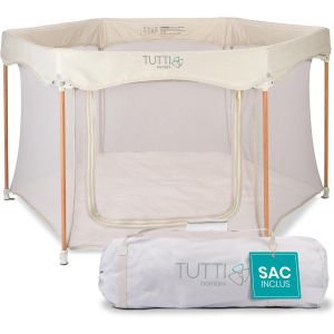 Subzonal-Parc Bebe Pliable - Parc Enfant & Tout-Petits - Parois En Maille & Porte Zipp&eacute;e - Tapis De Sol & Sac De Transport - 135 X 135 X 75 Cm (&Eacute;cru) - Neuf