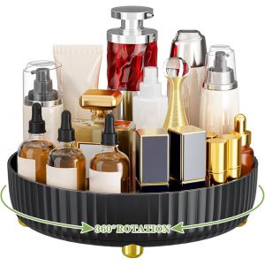 TIANYI-Organisateur Maquillage Rotatif 360 Degrés Rangement Maquillage Stockage Boîte Cosmétique Rouge à Lèvres Skincare Parfum Boite Grande Capacité pour Coiffeuse Chambre Salle de Bain, Noir - Neuf