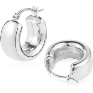 Alexcraft Boucles D'oreilles Cr&eacute;oles &Eacute;paisses 14k Or Argent 925 Plaqu&eacute; Chunky Creoles Cadeau Bijoux Femme - Neuf