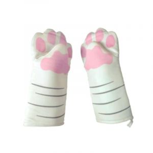 Paire De Gants Blancs En Forme De Griffes De Chat, Résistants À La Chaleur (400 °F), En Coton, Pour Barbecue, Pour Casseroles, Pour La Cuisine, Motif Chat - Neuf