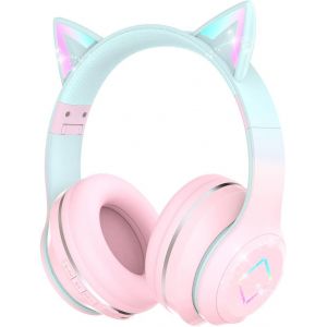 Casque Bluetooth Pour Enfants Sans Fil, Bluetooth 5.1 Et Son Stéréo, Pliable, Bandeau Réglable, Casque Pour Enfants Avec Microphone Supra-Auriculaire Pour École/Tablette (Rose) - Neuf