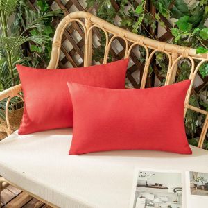 Eryi-Lot De 2 Housse De Coussin Imperméables Taies D'oreiller En Lin Extérieur Canapé Housse De Coussin De Jardin Décoratif Pour Salon Chambre 2 Pièces Rouge 30x50cm - Neuf