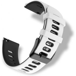 Bracelet Silicone Pour Largeur Pattes De Montre 22mm, Doux Et Confortable, &Eacute;tanche, Bracelet De Remplacement Sport Pour Hommes Femmes - Blanc Noir - Neuf