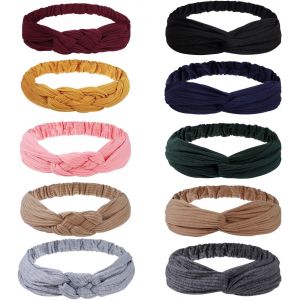 Bandeau Cheveux Pour Femme, 10 Pi&egrave;ces Elastique Turban Hiver Serre-T&ecirc;te Tricot&eacute; Chaud, Nou&eacute; Bande Sport Pour Le Maquillage, Yoga, Loisirs, Vacances Accessoire - Neuf