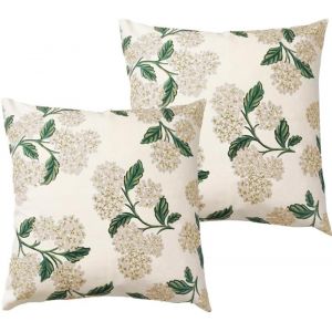 Cauc-Lot De 2 Housse De Coussin 45x45 Cm En Lin Motif Hortensia Floral D&eacute;cor Naturel Et &Eacute;l&eacute;gant Pour Canap&eacute; Salon Chambre Coussin D`Ext&eacute;rieur (Rose P&acirc;le) - Neuf