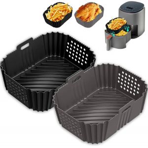 Ninja Lot de 2 accessoires Airfryer Ninja Double Stack XL de 9,5 l, avec inserts en silicone Ninja, friteuse &iquest;&iquest; air chaud double zone, accessoires pour cuire ou cuire des aliments (noir + gris) - Neuf