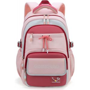 Sac À Dos Fille Collège, 2025 Cartable Adolescent Scolaire Imperméable Durable, Sac Ecole Lycée Fille Avec Poche Antivol, Grande Capacité Pour 15.6"" Ordinateur, 22L-Rose - Neuf