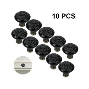 Poign&eacute;es de porte de placard en c&eacute;ramique, lot de 10, diam&egrave;tre 34 mm, style vintage - Neuf