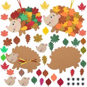 KALANKA-12Pcs Kit d'Artisanat Hérisson Enfant, Bricolage d'Automne en Mousse, Décoration Pendentif d'Automne Loisir Créatif Feuille d'Érable pour Craft DIY Activité Manuelle Ornement Party Fête - Neuf