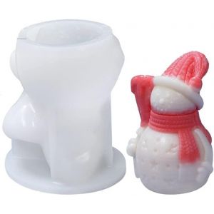 3d Bonhomme De Neige Bougie Moule De La F&ecirc;te De No&euml;l Moule En Silicone Adapt&eacute; Pour Le Fondant, La P&acirc;te Polym&egrave;re, De Savon, De Chocolat, De La D&eacute;coration De G&acirc;teau - Neuf