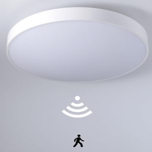 Kal-Led Plafonnier Avec Détecteur De Mouvement Radar Et Capteur, Auto On/Off, 3 Distance De Détection Réglable, Froid Blanc 6000k 18w 1800lm - (Rond - 30cm) - Neuf