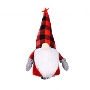 Poupée en peluche gnome sans visage de Noël avec lumière led rouge et noir à carreaux - Neuf