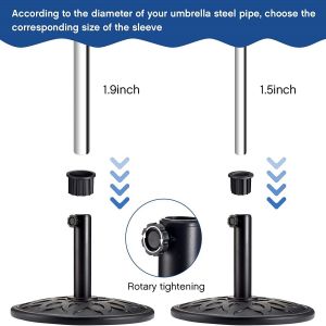 (6 Pièces) Support De Base De Parapluie, Support De Parapluie Du Capuchon Et Pièces De Rechange Avec Filetage M8, Le Remplacement De La Poignée, Bouton En Plastique Fileté, Pièces De Rechange De Poignée Noire De Parasol De Patio - Neuf